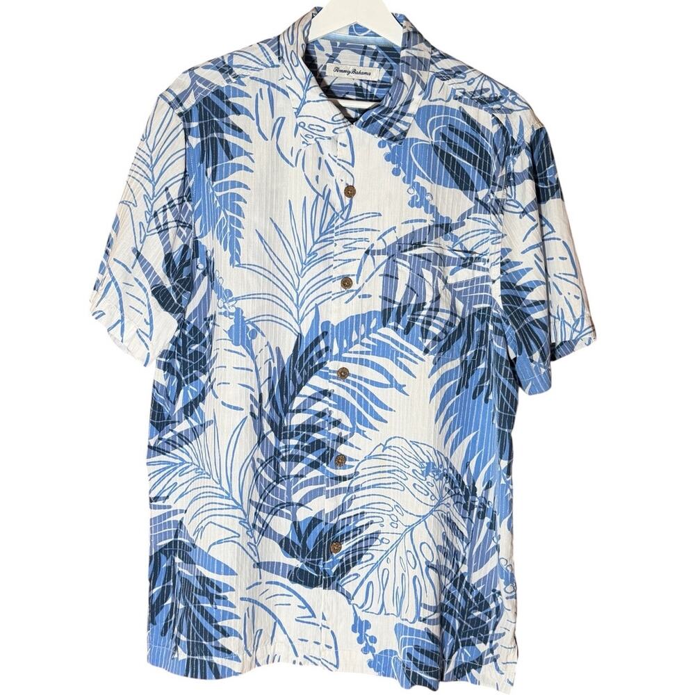 Tommy Bahama "Palmetto Tropic" Camp Resort Wear Silk Blend Shirt Size Large